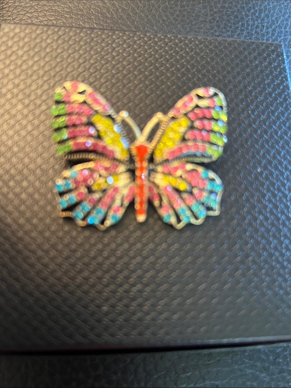 Multicolor Crystal Butterfly Brooch NWOT